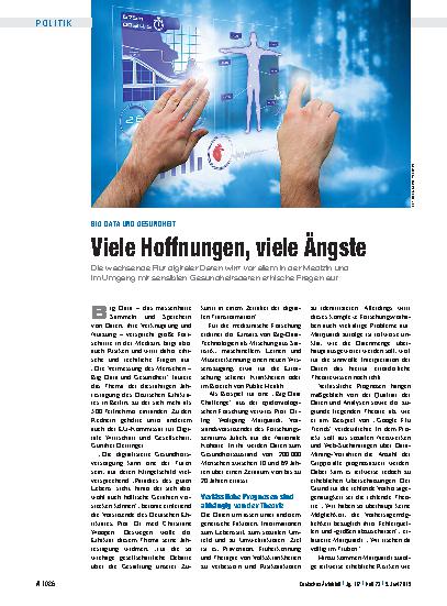 Vorschauseite 1: Big Data und Gesundheit: Viele Hoffnungen, viele Ängste