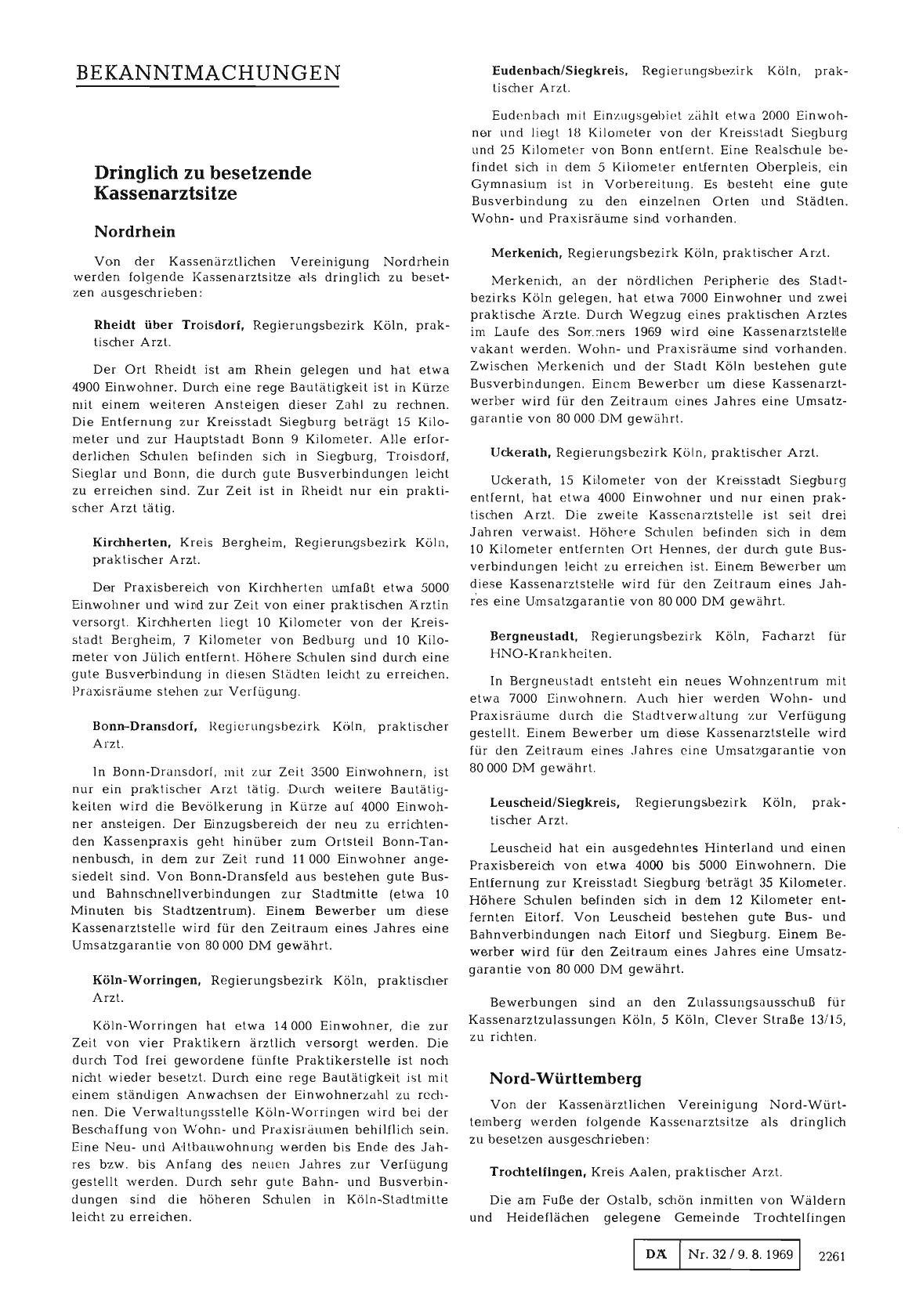 Vorschauseite 1: Dringlich zu besetzende Kassenarztsitze