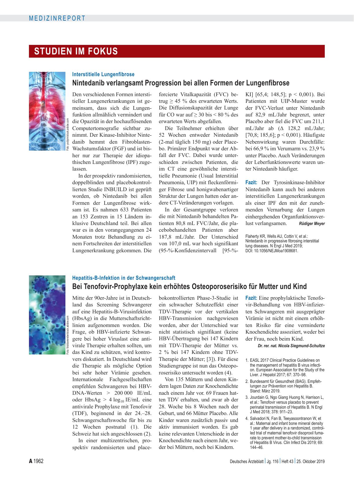 Vorschauseite 1: Interstitielle Lungenfibrose: Nintedanib verlangsamt Progression bei allen Formen der Lungenfibrose