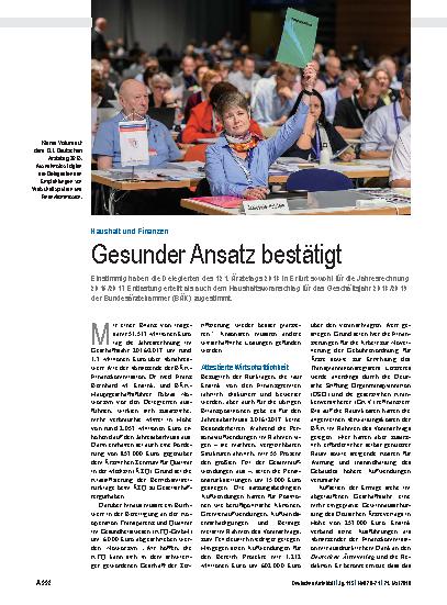 Vorschauseite 1: Haushalt und Finanzen: Gesunder Ansatz bestätigt