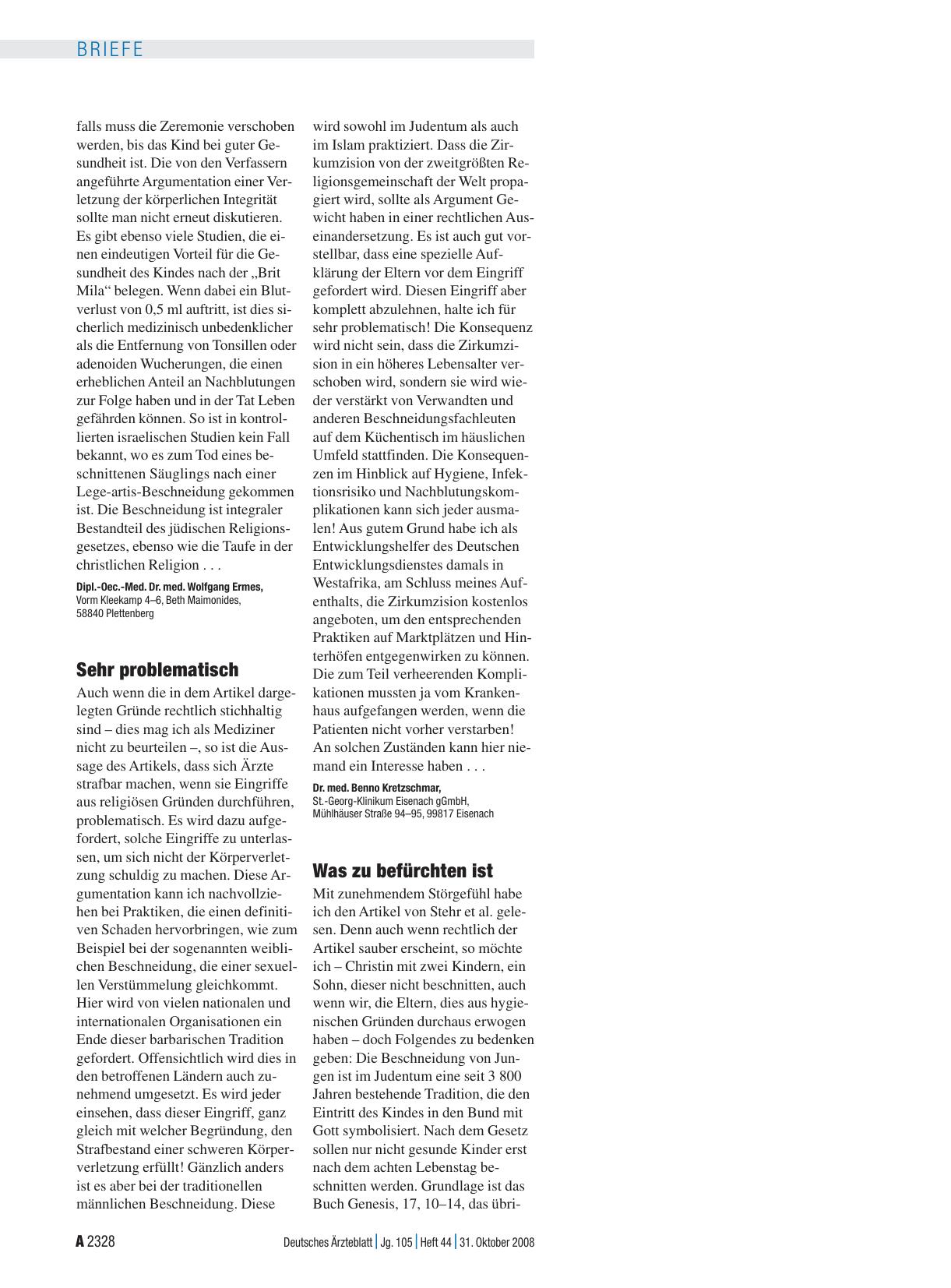 Vorschauseite 1: Beschneidung: Was zu befürchten ist