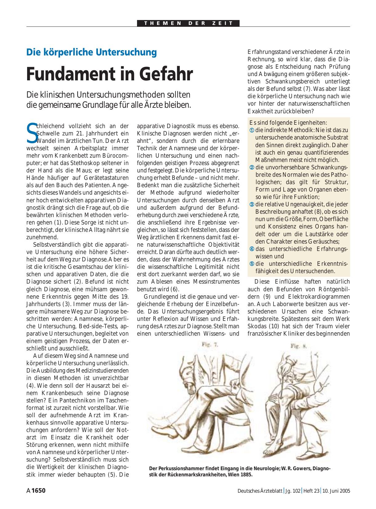 Vorschauseite 1: Die körperliche Untersuchung: Fundament in Gefahr