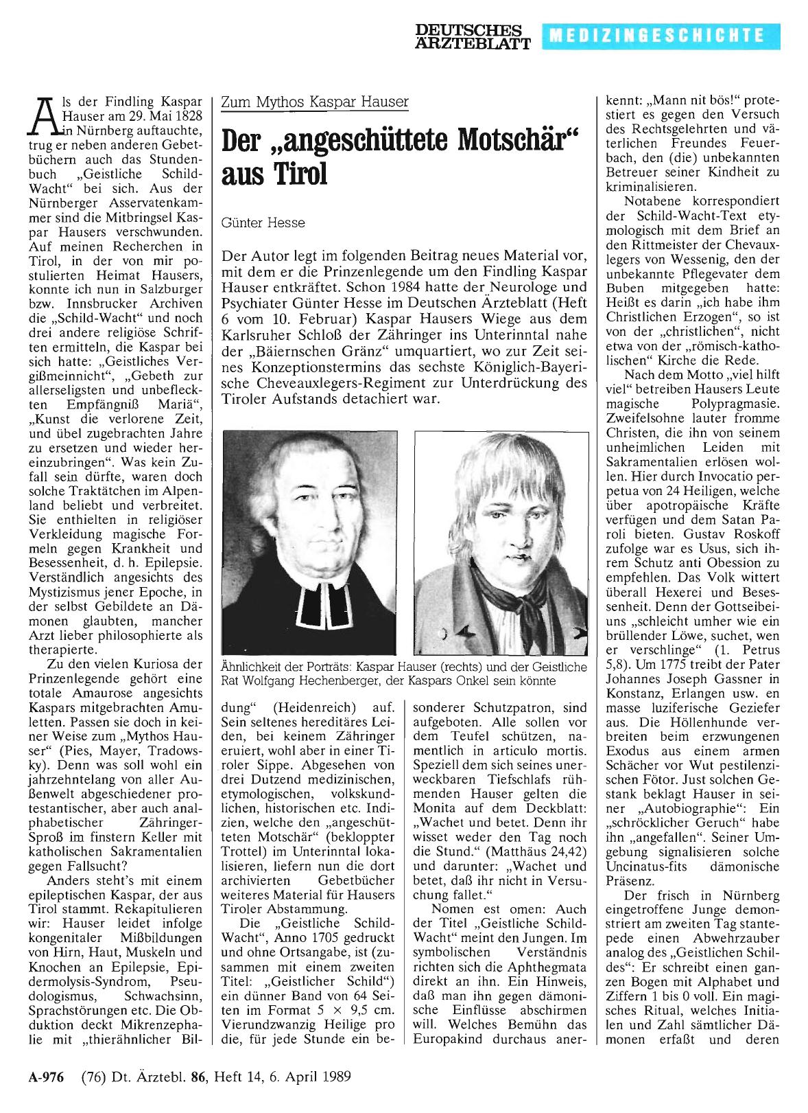 Vorschauseite 1: Zum Mythos Kaspar Hauser: Der „angeschüttete Motschär“ aus Tirol