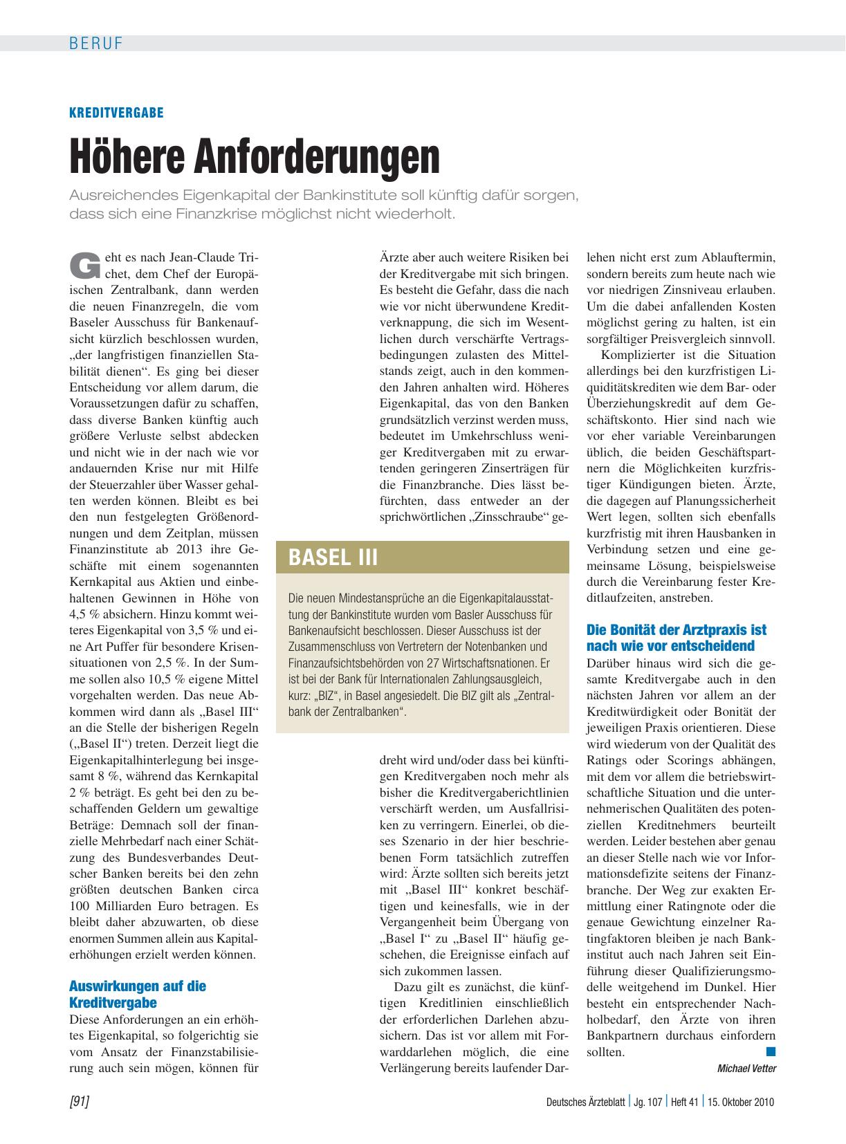 Vorschauseite 1: Kreditvergabe: Höhere Anforderungen