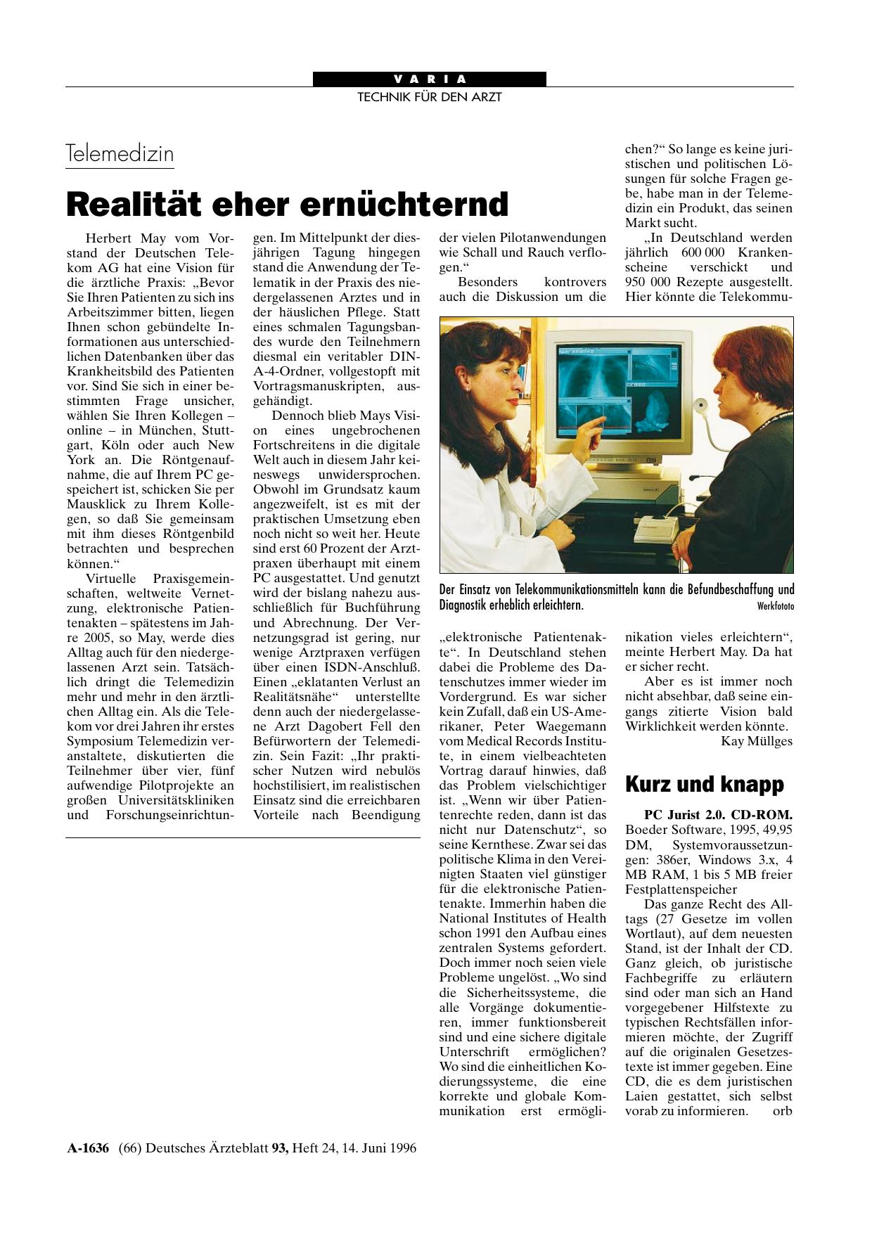 Vorschauseite 1: Telemedizin: Realität eher ernüchternd