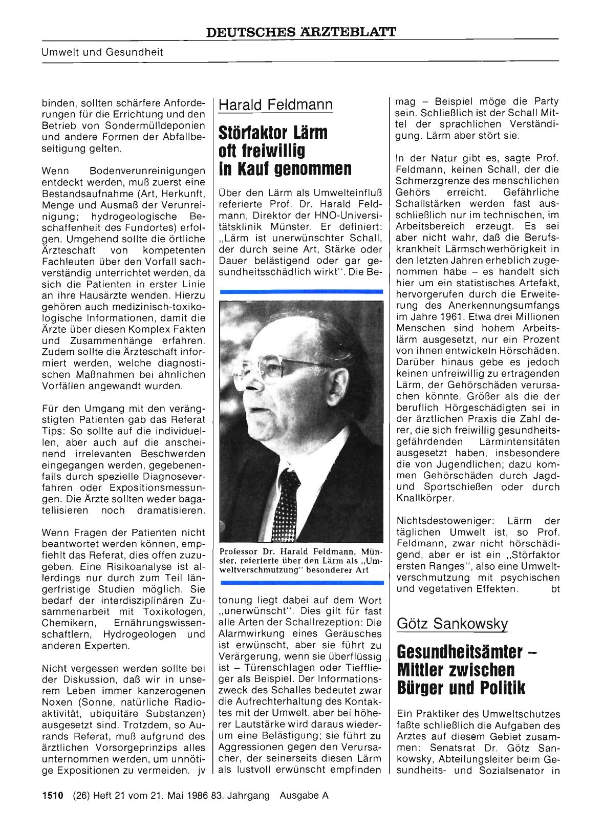 Vorschauseite 1: Harald Feldmann: Störfaktor Lärm oft freiwillig in Kauf genommen