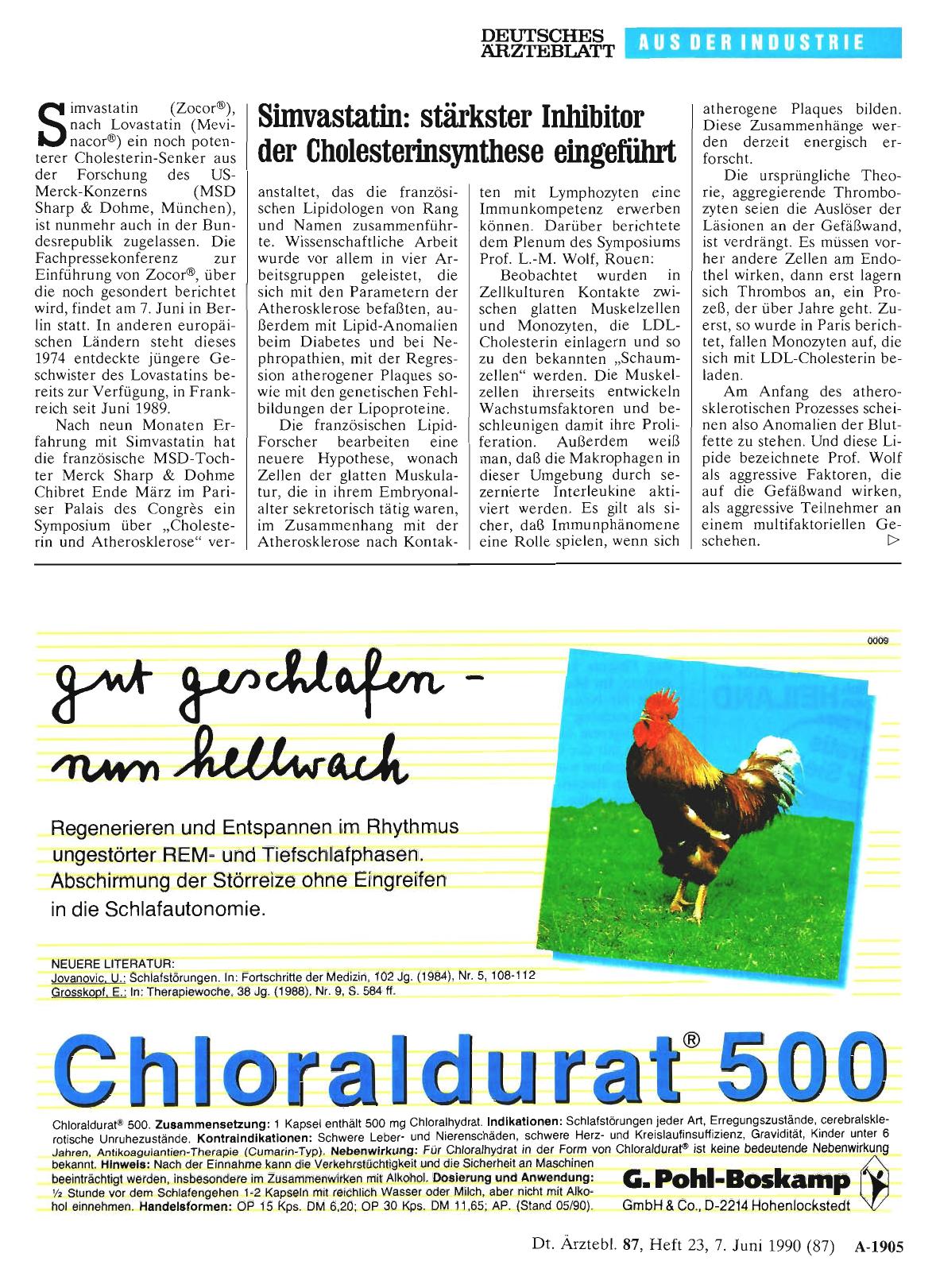 Vorschauseite 1: Simvastatin: stärkster Inhibitor der Cholesterinsynthese eingeführt