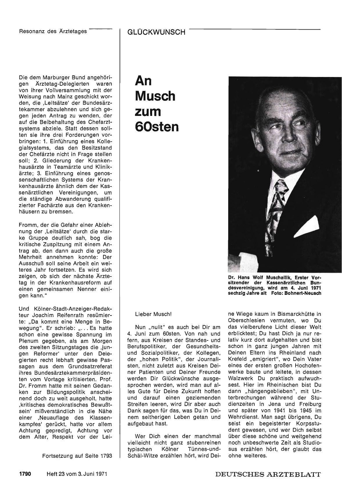 Vorschauseite 1: Glückwunsch: An Musch zum 60sten