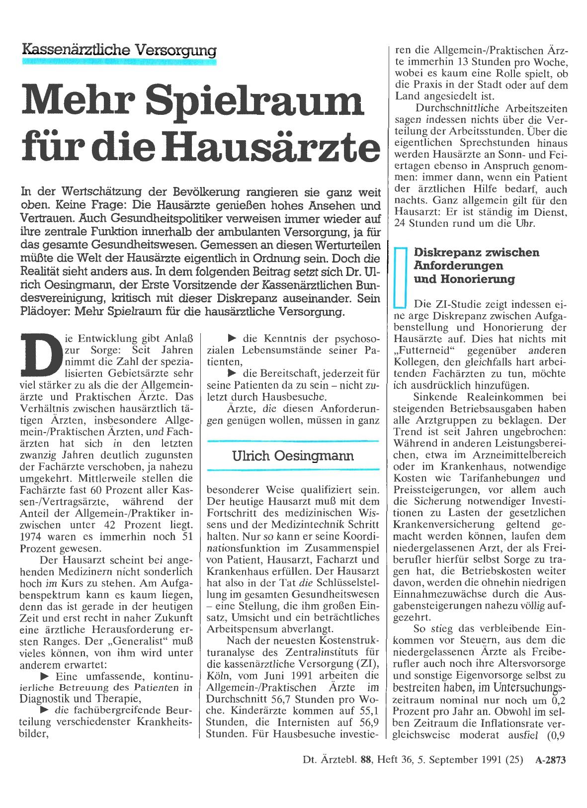 Vorschauseite 1: Kassenärztliche Versorgung: Mehr Spielraum für die Hausärzte