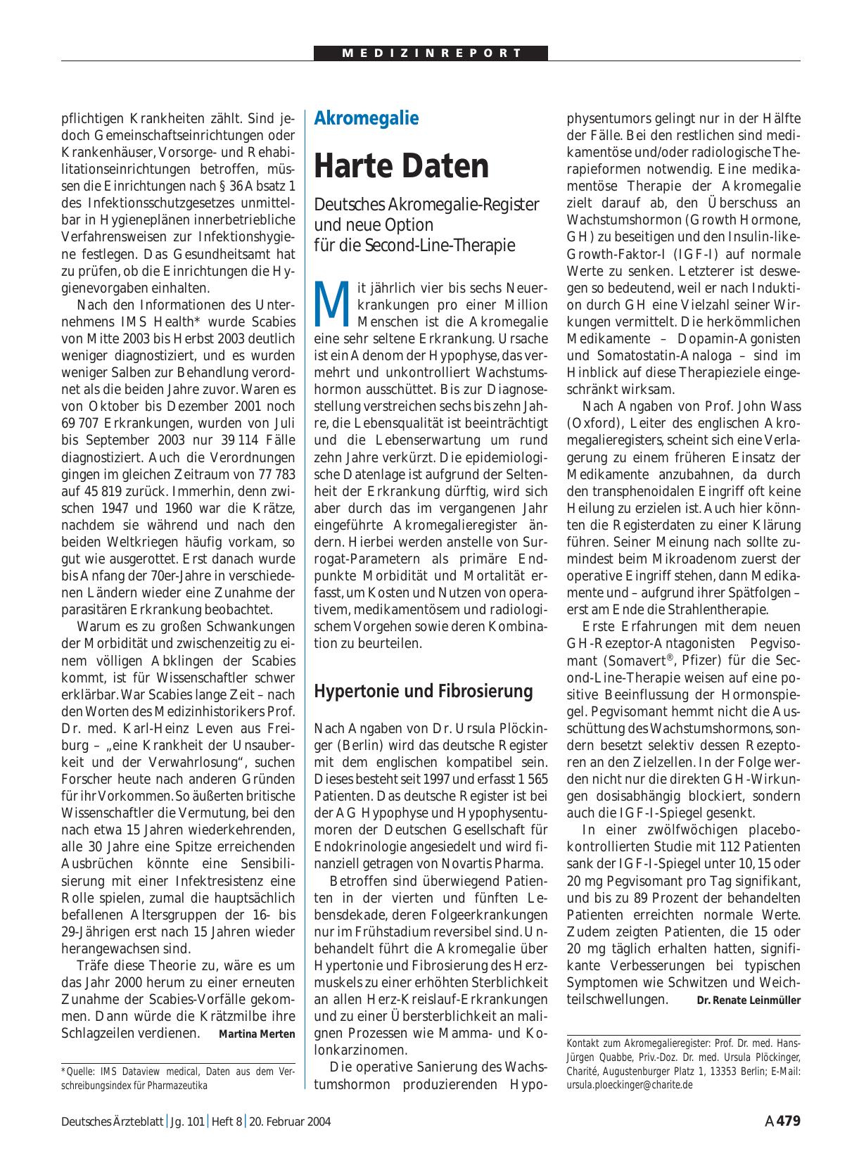 Vorschauseite 1: Akromegalie: Harte Daten