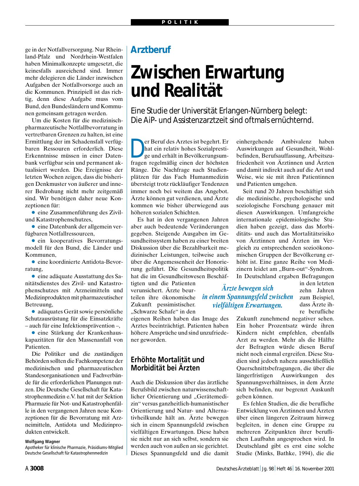 Vorschauseite 1: Arztberuf: Zwischen Erwartung und Realität