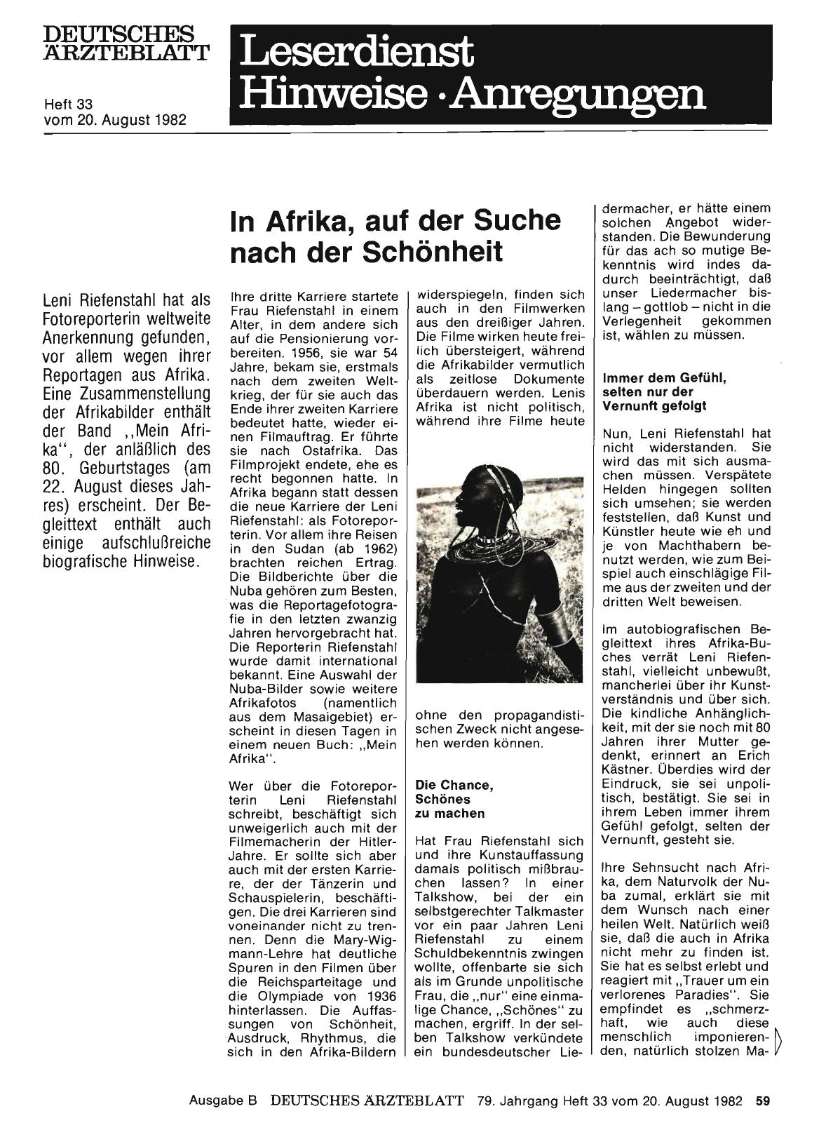 Vorschauseite 1: In Afrika, auf der Suche nach der Schönheit