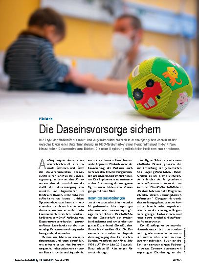 Vorschauseite 1: Pädiatrie: Die Daseinsvorsorge sichern