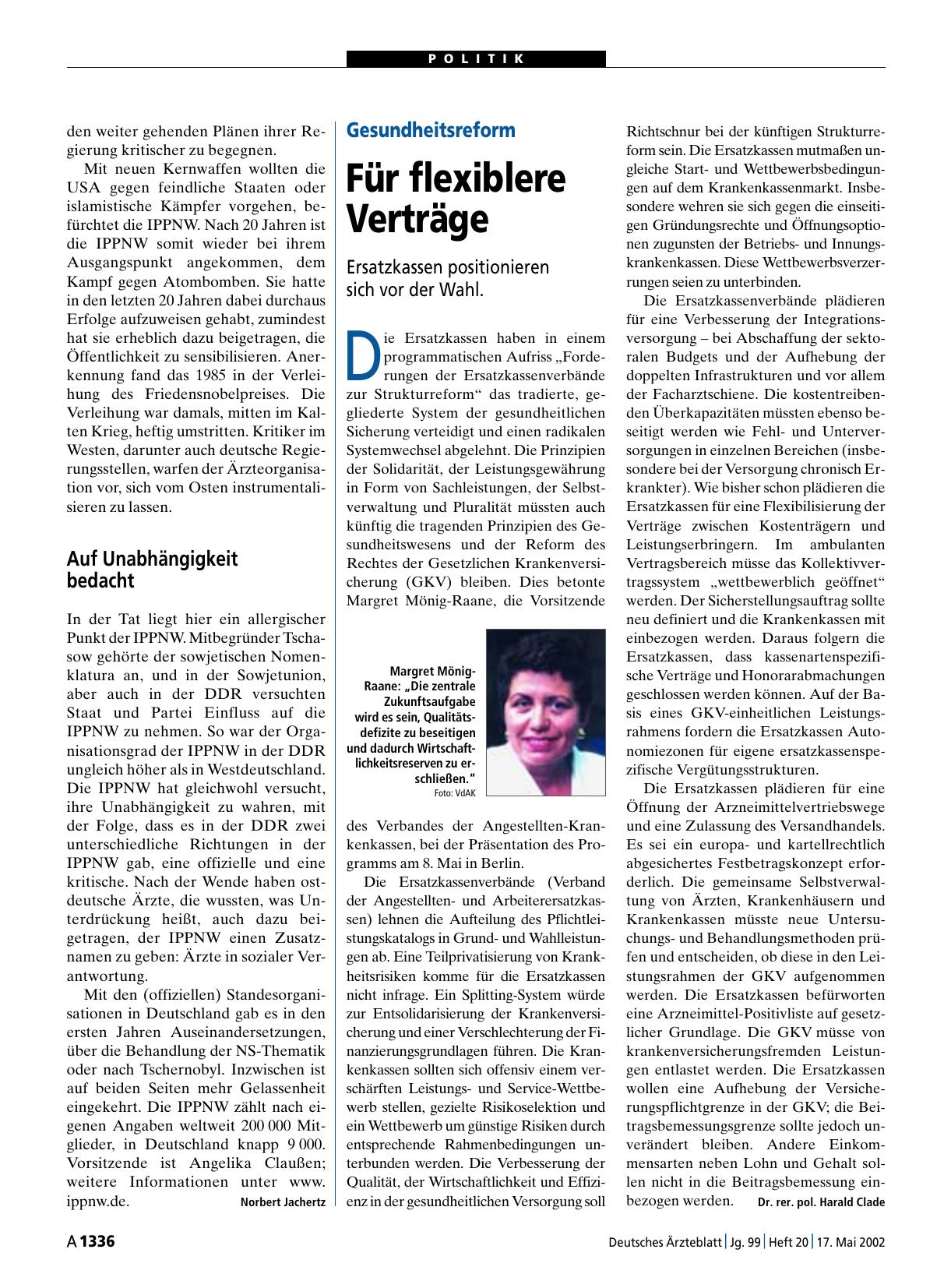 Vorschauseite 1: Gesundheitsreform: Für flexiblere Verträge