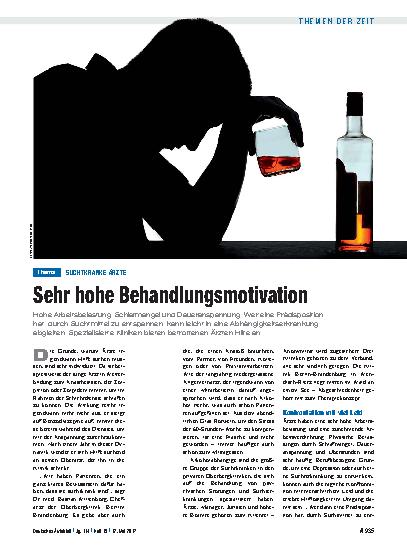 Vorschauseite 1: Suchtkranke Ärzte: Sehr hohe Behandlungsmotivation