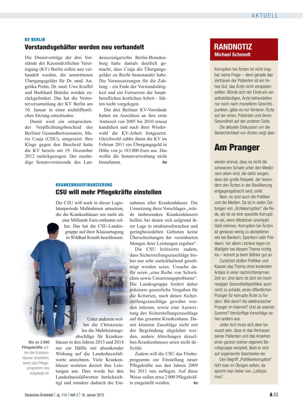 Vorschauseite 1: Krankenhausfinanzierung: CSU will mehr Pflegekräfte einstellen