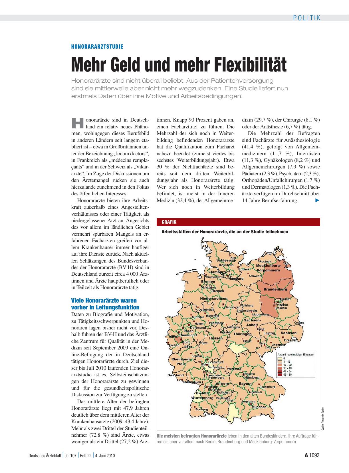 Vorschauseite 1: Honorararztstudie: Mehr Geld und mehr Flexibilität