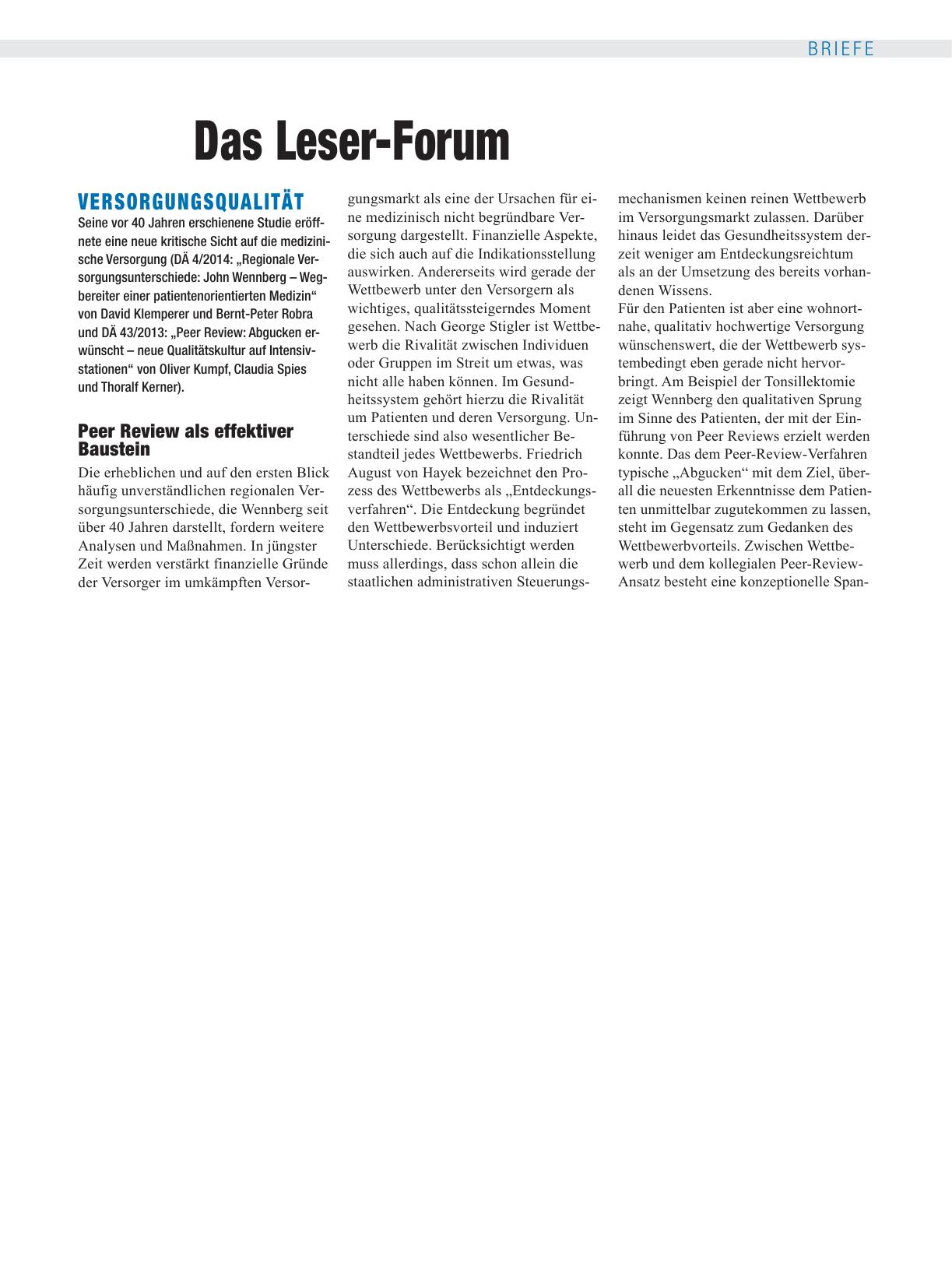 Vorschauseite 1: Versorgungsqualität: Peer Review als effektiver Baustein