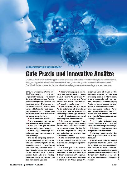 Vorschauseite 1: Allergenspezifische Immuntherapie: Gute Praxis und innovative Ansätze