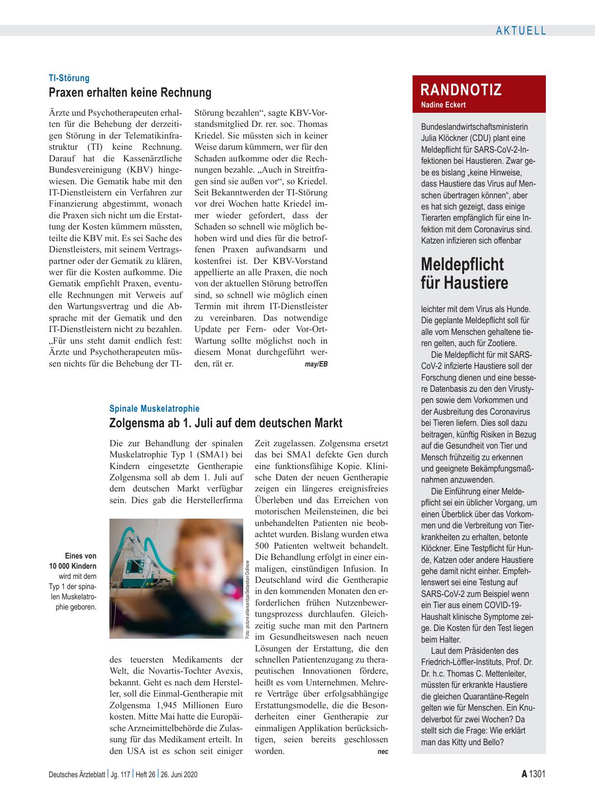 Vorschauseite 1: TI-Störung: Praxen erhalten keine Rechnung