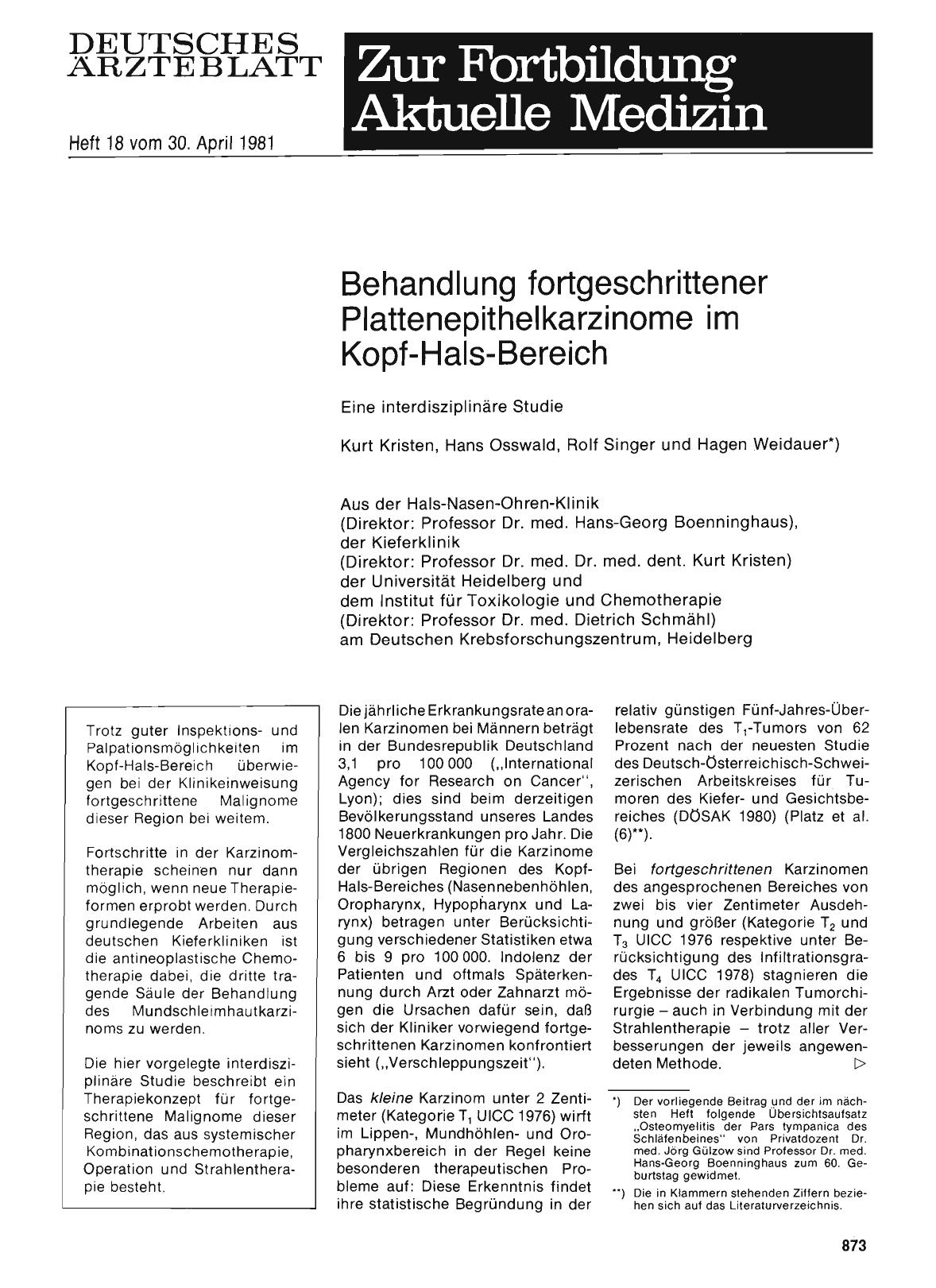 Vorschauseite 1: Behandlung fortgeschrittener Plattenepithelkarzinome im Kopf-Hals-Bereich