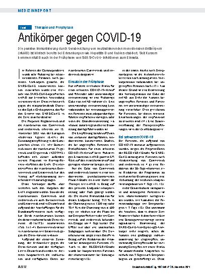 Vorschauseite 1: Therapie und Prophylaxe: Antikörper gegen COVID-19