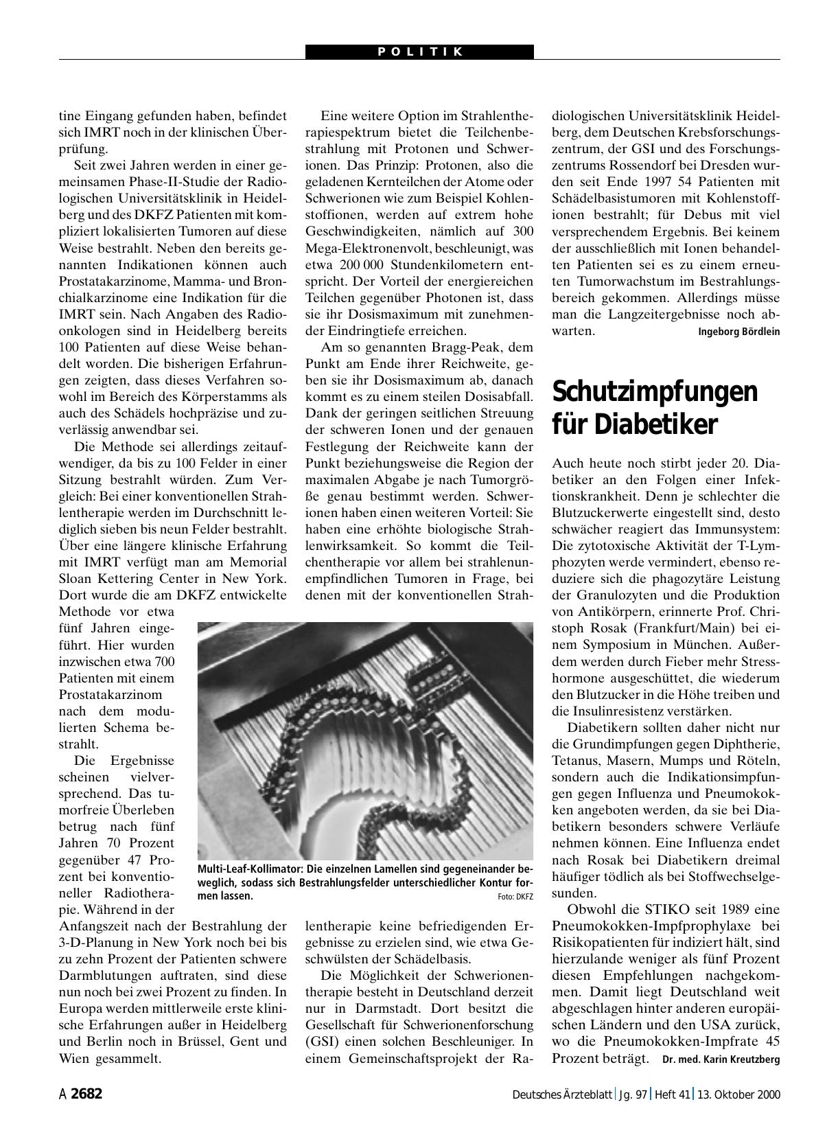 Vorschauseite 1: Schutzimpfungen für Diabetiker
