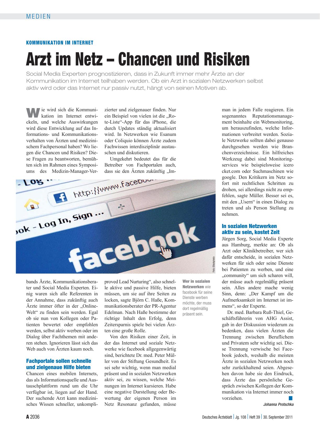 Vorschauseite 1: Kommunikation im Internet: Arzt im Netz – Chancen und Risiken