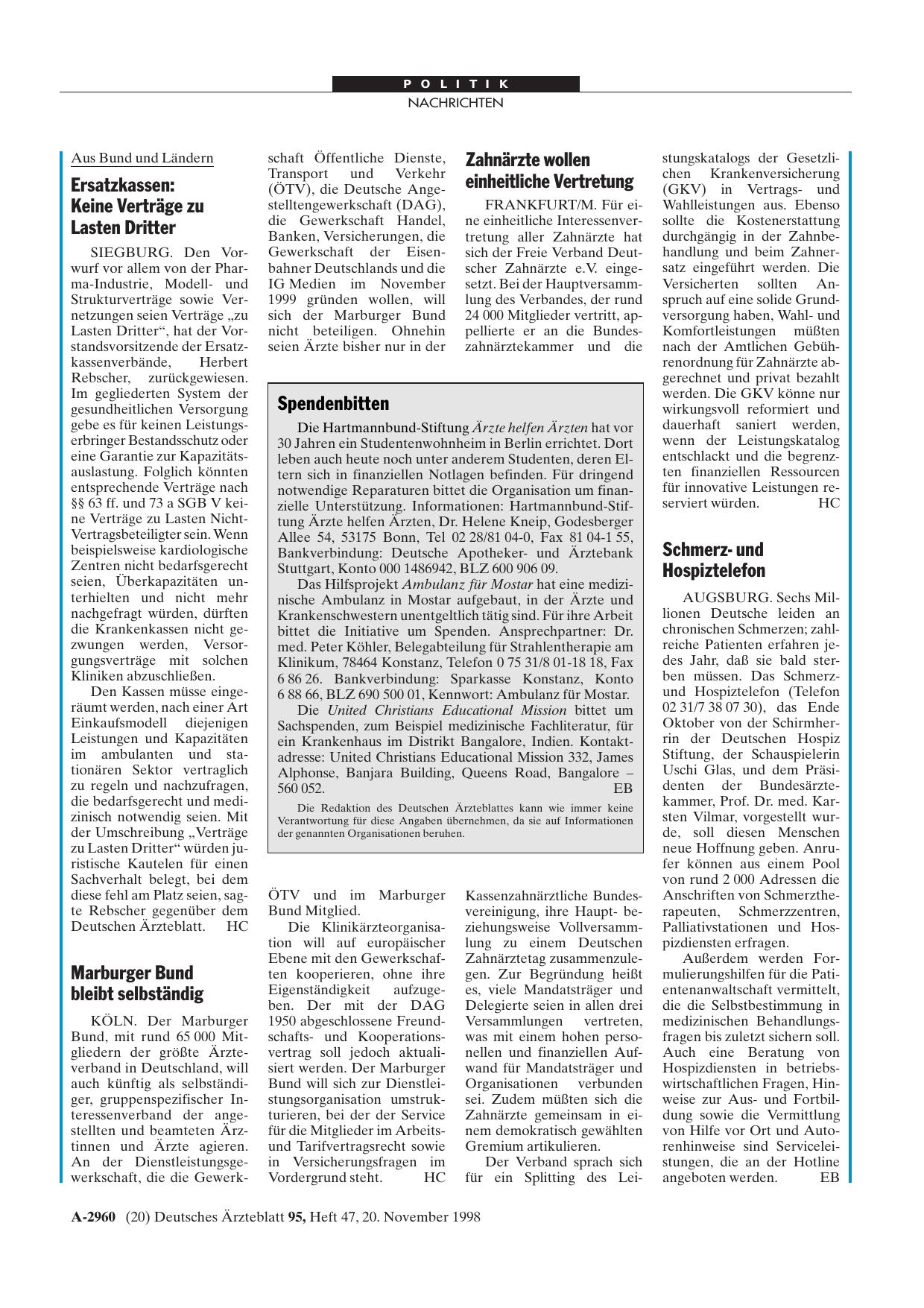 Vorschauseite 1: Zahnärzte wollen einheitliche Vertretung