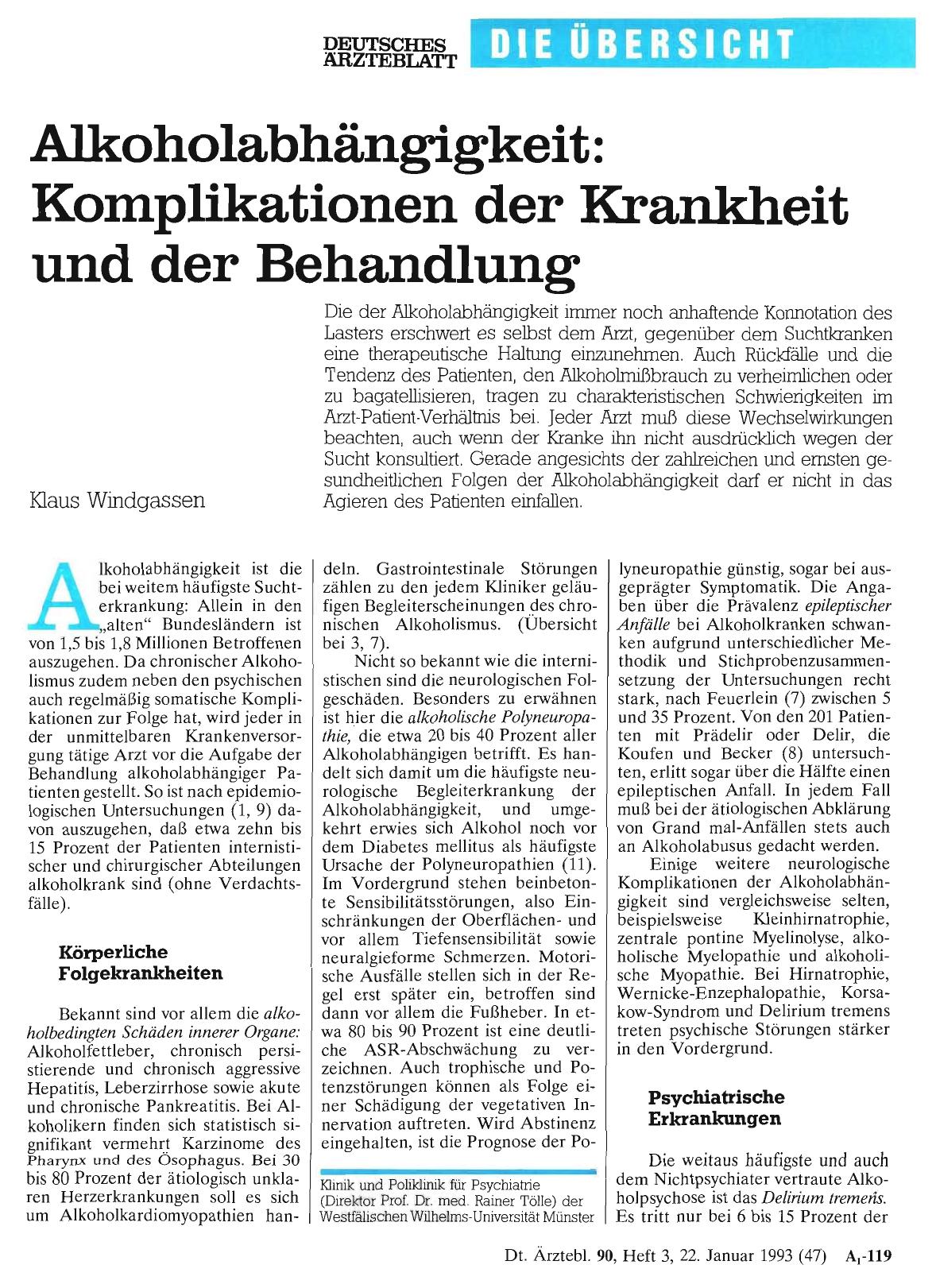 Vorschauseite 1: Alkoholabhängigkeit: Komplikationen der Krankheit und der Behandlung