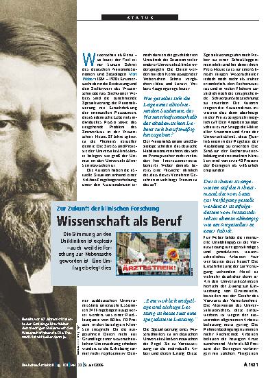 Vorschauseite 1: Zur Zukunft der klinischen Forschung: Wissenschaft als Beruf