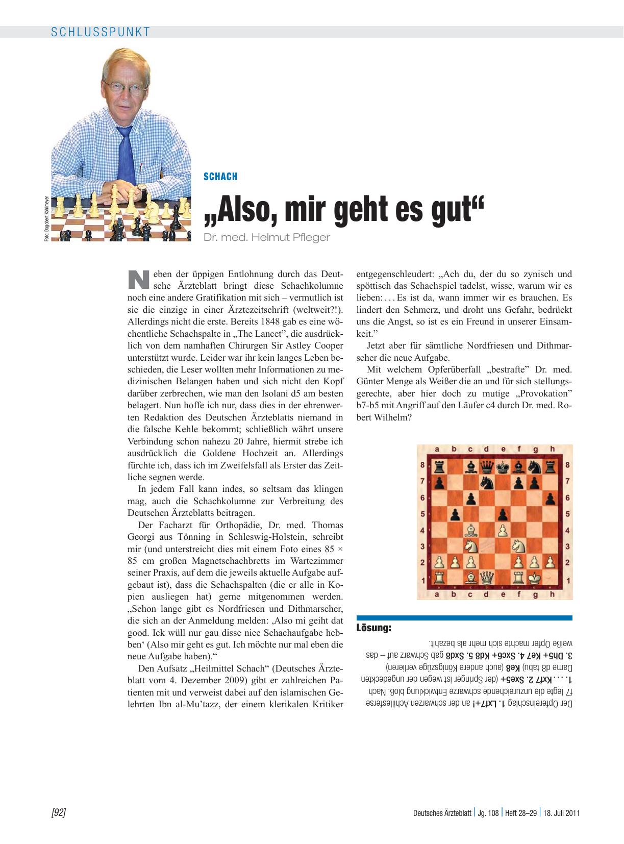Vorschauseite 1: Schach: „Also, mir geht es gut“