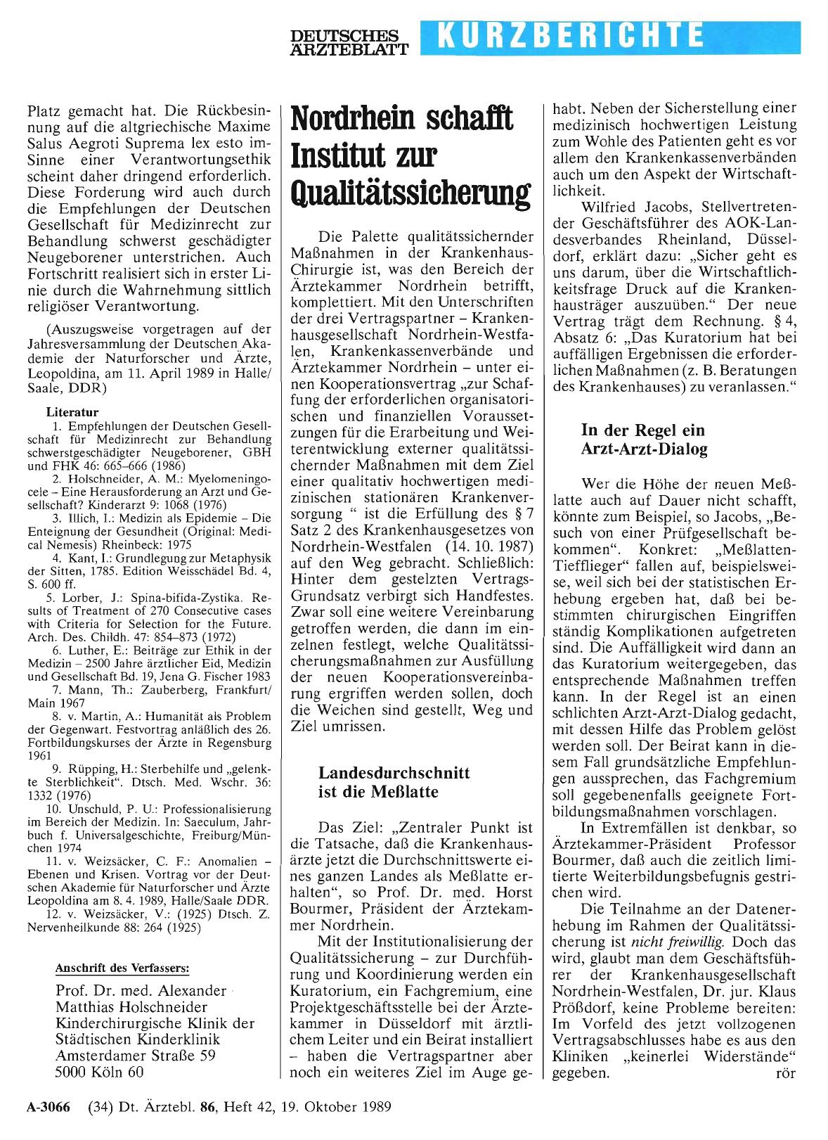 Vorschauseite 1: Nordrhein schafft Institut zur Qualitätssicherung