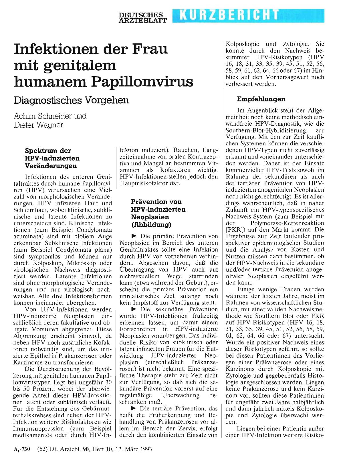 Vorschauseite 1: Infektionen der Frau mit genitalem humanem Papillomvirus