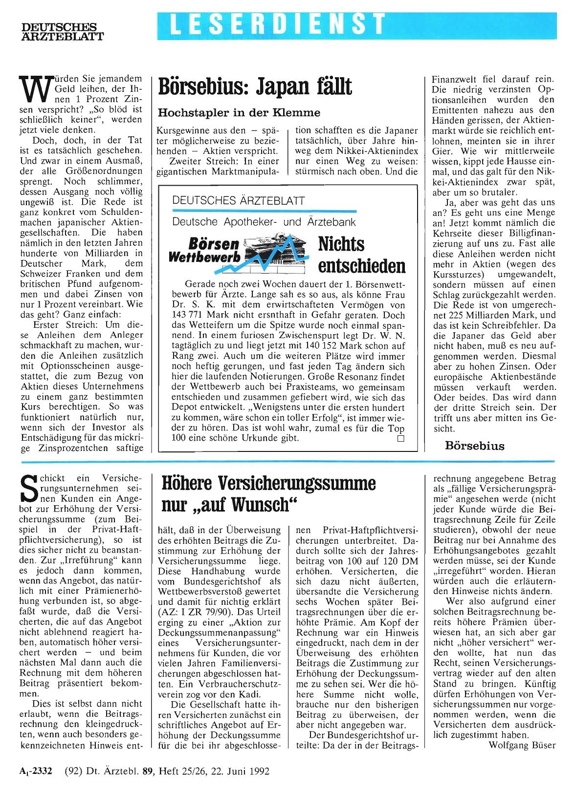 Vorschauseite 1: Höhere Versicherungssumme nur „auf Wunsch“