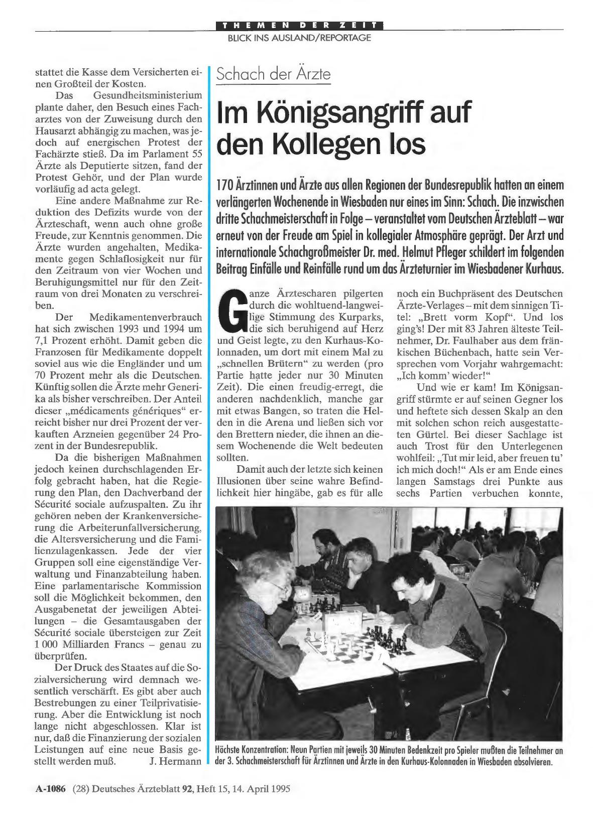 Vorschauseite 1: Schach der Ärzte: Im Königsangriff auf den Kollegen los