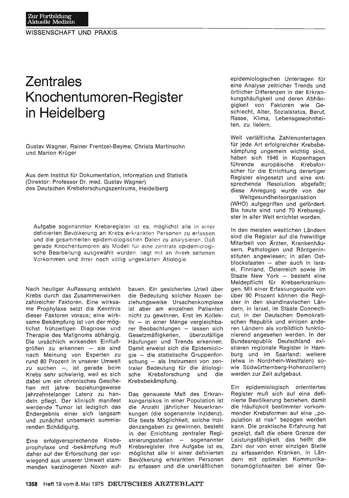 Vorschauseite 1: Zentrales Knochentumoren-Register in Heidelberg