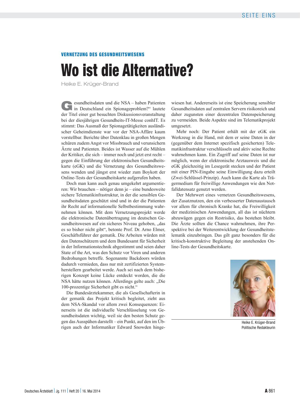 Vorschauseite 1: Vernetzung des Gesundheitswesens: Wo ist die Alternative?