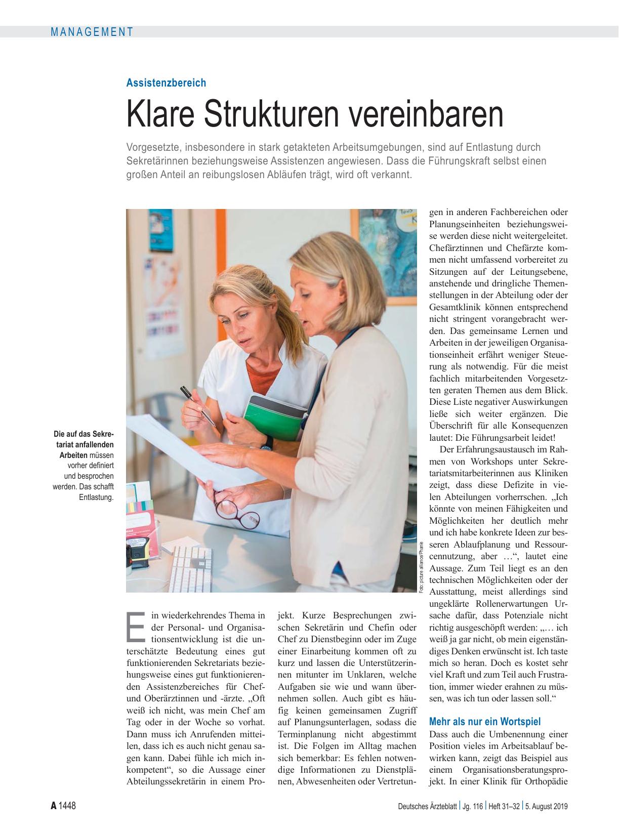 Vorschauseite 1: Assistenzbereich: Klare Strukturen vereinbaren