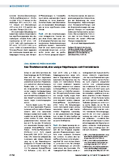 Vorschauseite 1: Lokal begrenztes Prostatakarzinom: Kein Überlebensvorteil, aber weniger Folgetherapien nach Prostatektomie