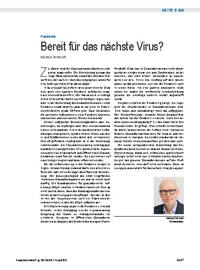 Vorschauseite 1: Pandemie: Bereit für das nächste Virus?