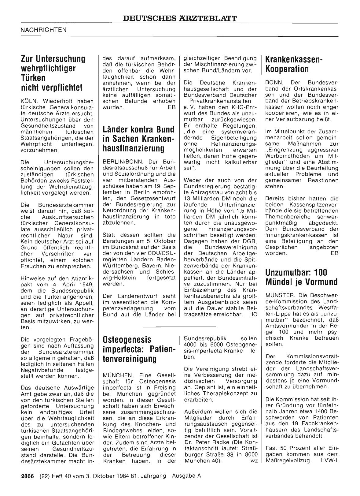 Vorschauseite 1: Zur Untersuchung wehrpflichtiger Türken nicht verpflichtet