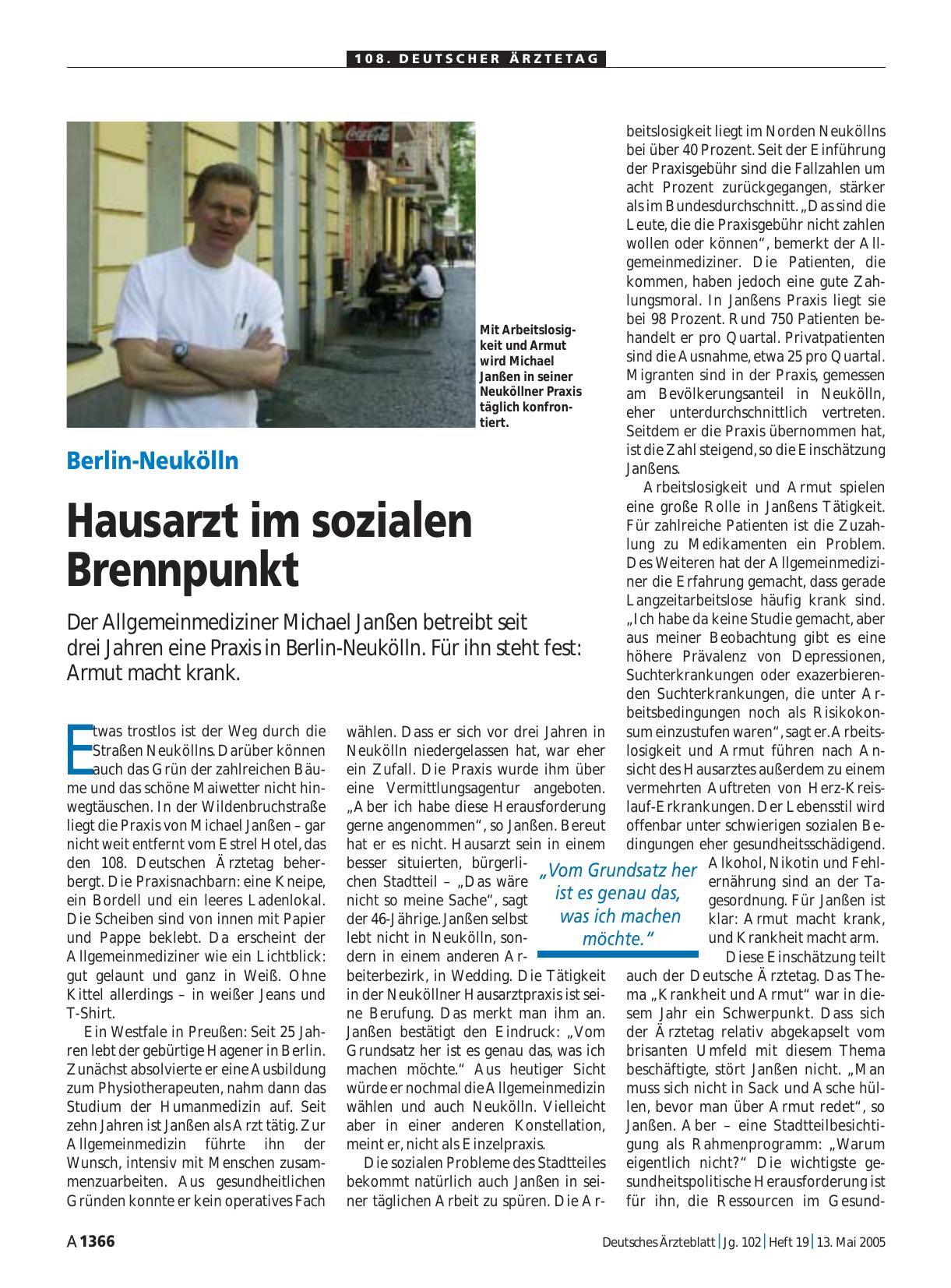 Vorschauseite 1: Berlin-Neukölln: Hausarzt im sozialen Brennpunkt