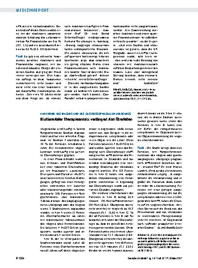 Vorschauseite 1: Karzinome des Magens und des gastroösophagealen Übergangs: Multimodaler Therapieansatz verlängert das Überleben