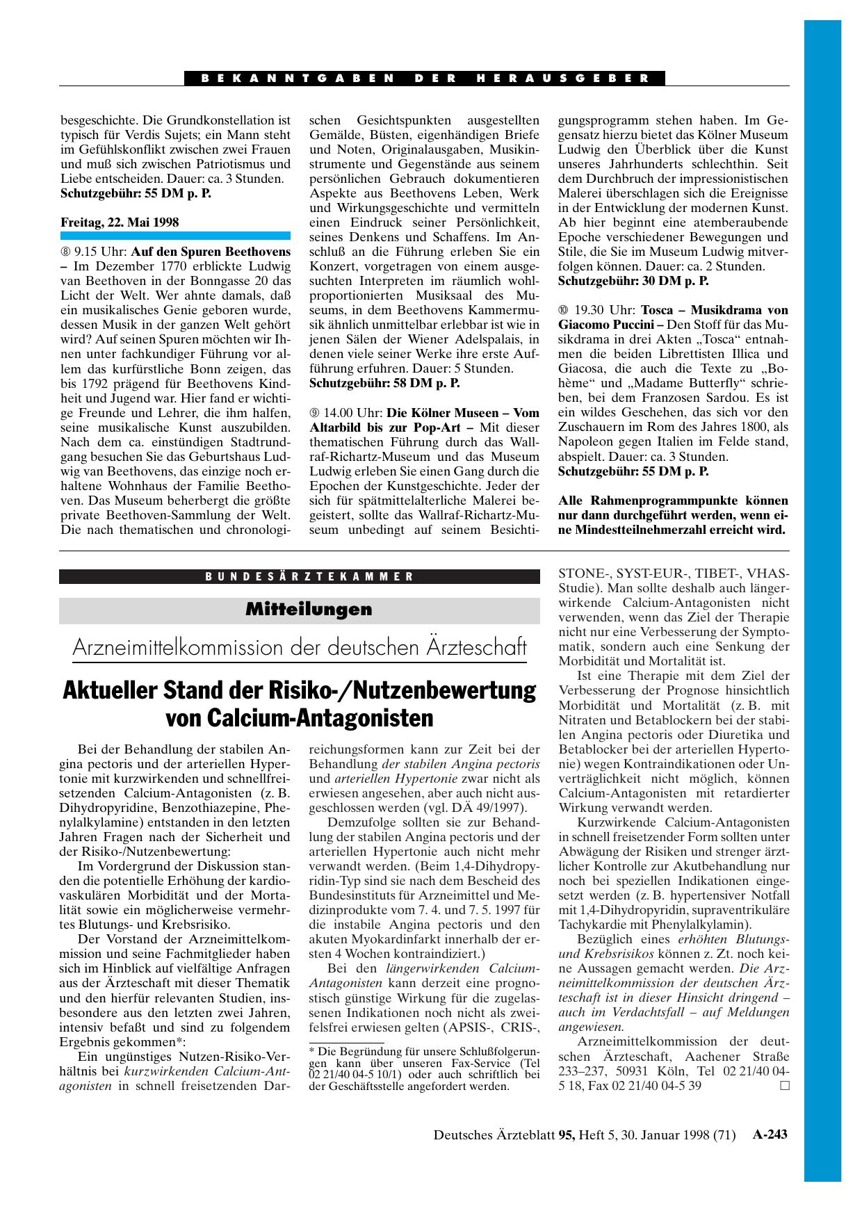 Vorschauseite 1: Arzneimittelkommission der deutschen Ärzteschaft: Aktueller Stand der Risiko-/Nutzenbewertung von Calcium-Antagonisten