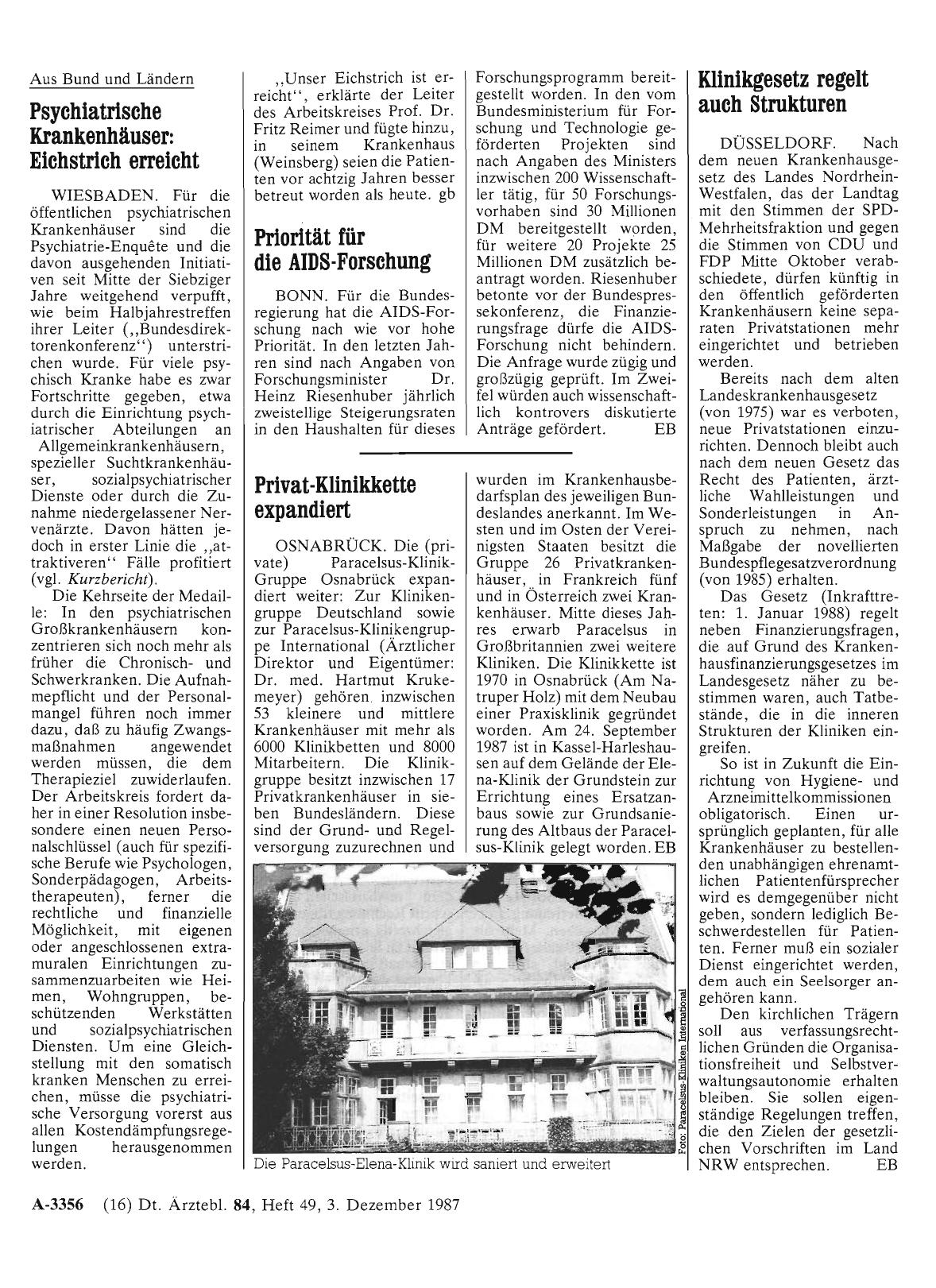 Vorschauseite 1: Psychiatrische Krankenhäuser: Eichstrich erreicht
