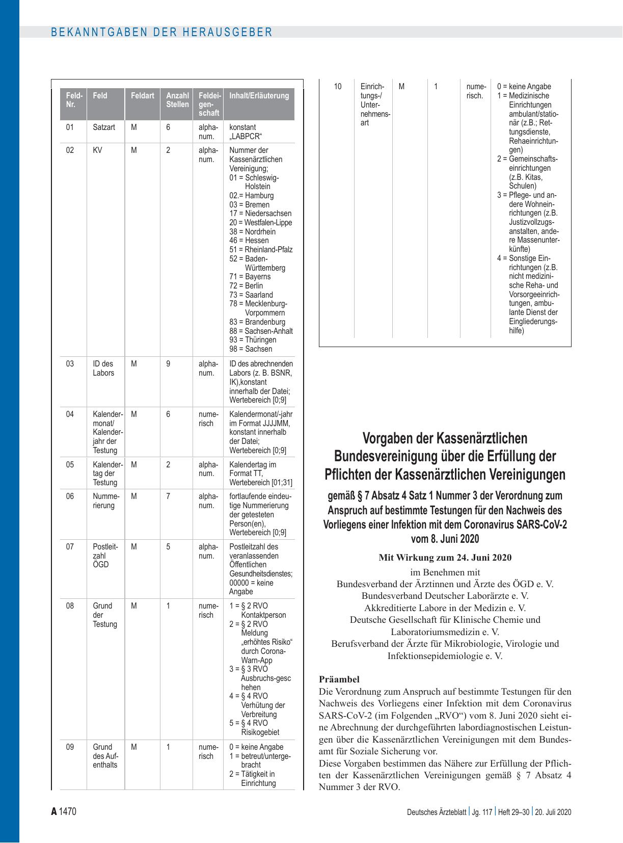 Vorschauseite 4: Vorgaben der Kassenärztlichen Bundesvereinigung über die Erfüllung der Pflichten der Leistungserbringer gemäß § 7 Absatz 4 Nummer 2 in Verbindung mit § 7 Absatz 5 und § 7 Absatz 4…