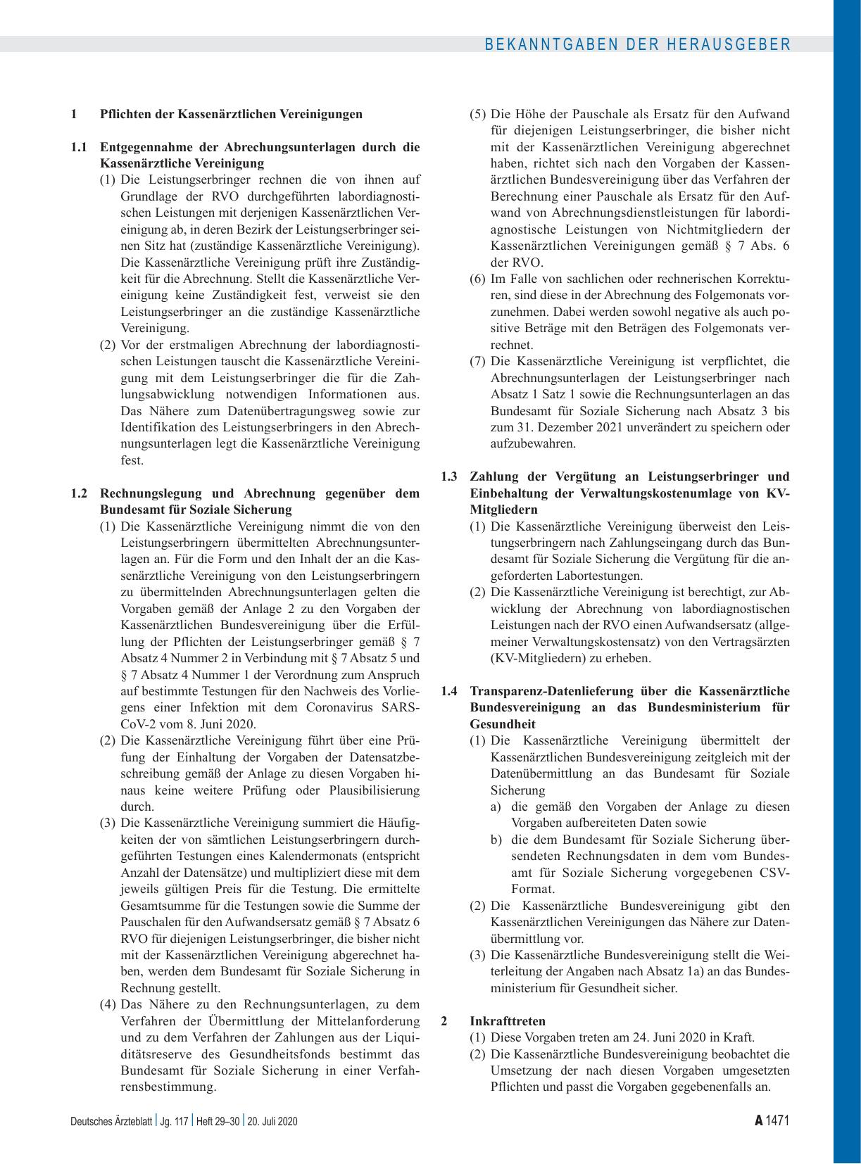 Vorschauseite 5: Vorgaben der Kassenärztlichen Bundesvereinigung über die Erfüllung der Pflichten der Leistungserbringer gemäß § 7 Absatz 4 Nummer 2 in Verbindung mit § 7 Absatz 5 und § 7 Absatz 4…