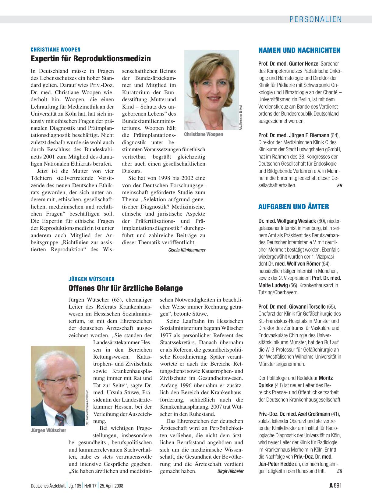 Vorschauseite 1: Christiane Woopen: Expertin für Reproduktionsmedizin