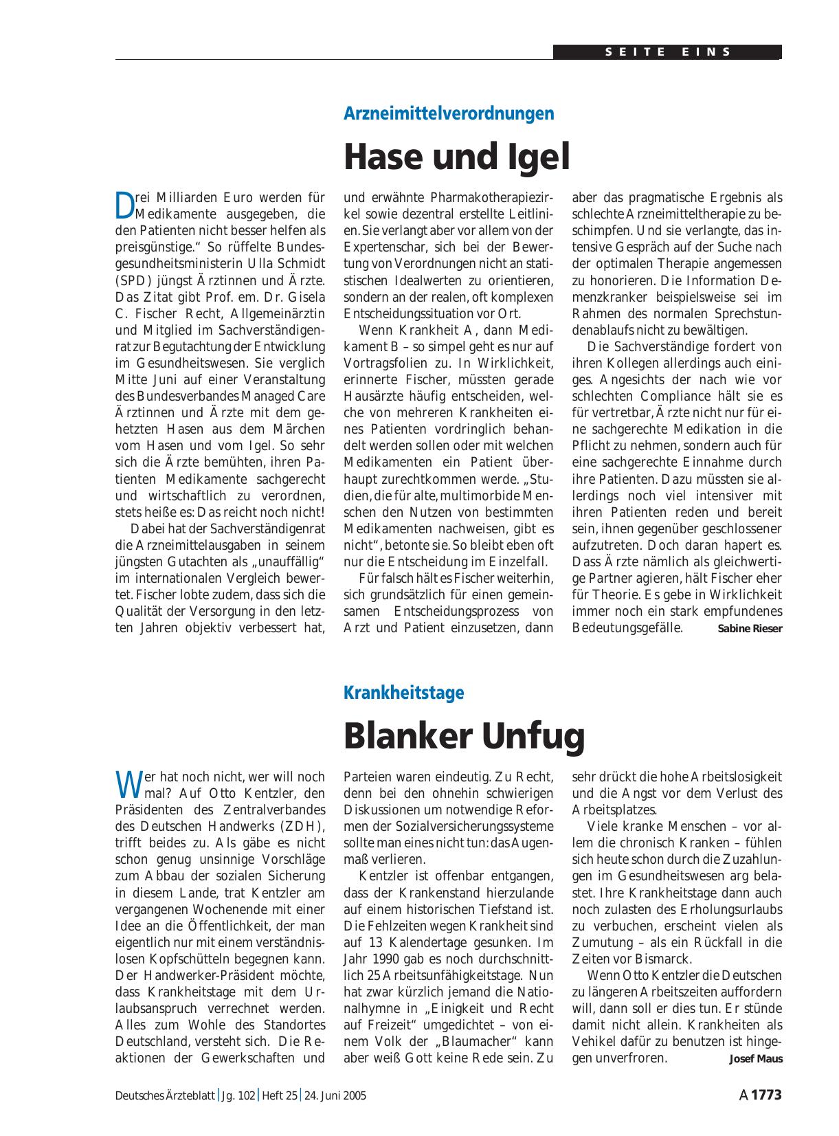 Vorschauseite 1: Arzneimittelverordnungen: Hase und Igel